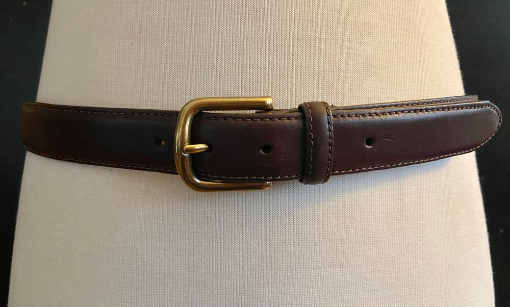 L.L.BEAN Dark Brown Leather Chino Belt Mens sz 46